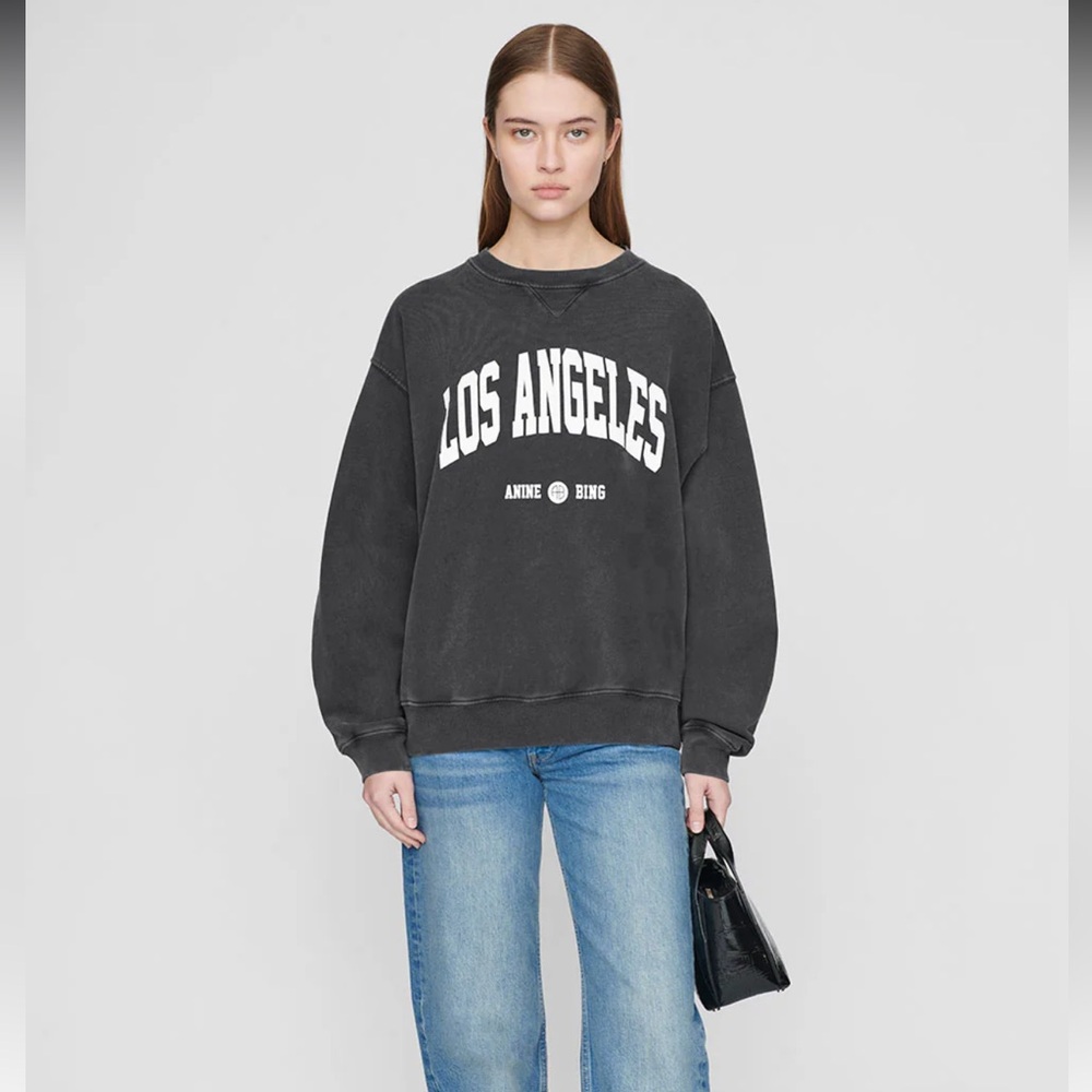 Anine Bing Los Angeles washed black Ramona sweatshirt  Crewneck Sweater S